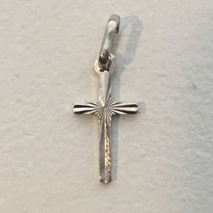 Diamond-Cut Cross Charm in 10K White Gold